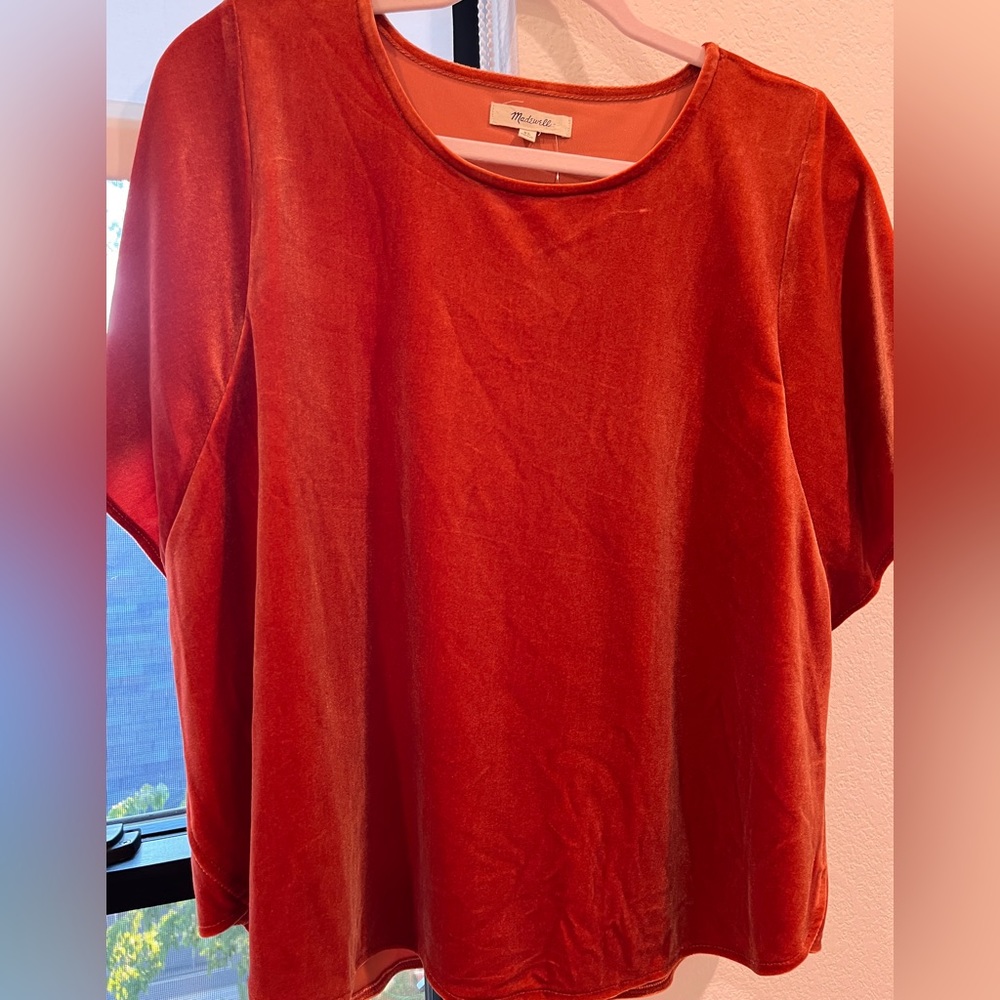 Spicy!  MADEWELL (NWT, Size XL) Velvet Butterfly Top in Earthy Spiced Orange
